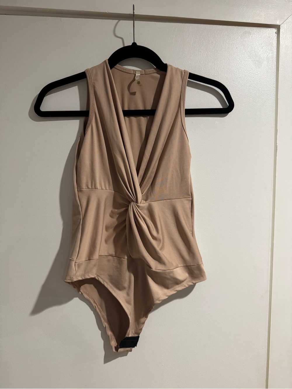 Twist-Front Nude Sleeveless Bodysuit